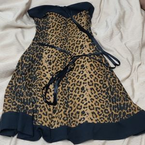 Leopard print skater dress with corset lace